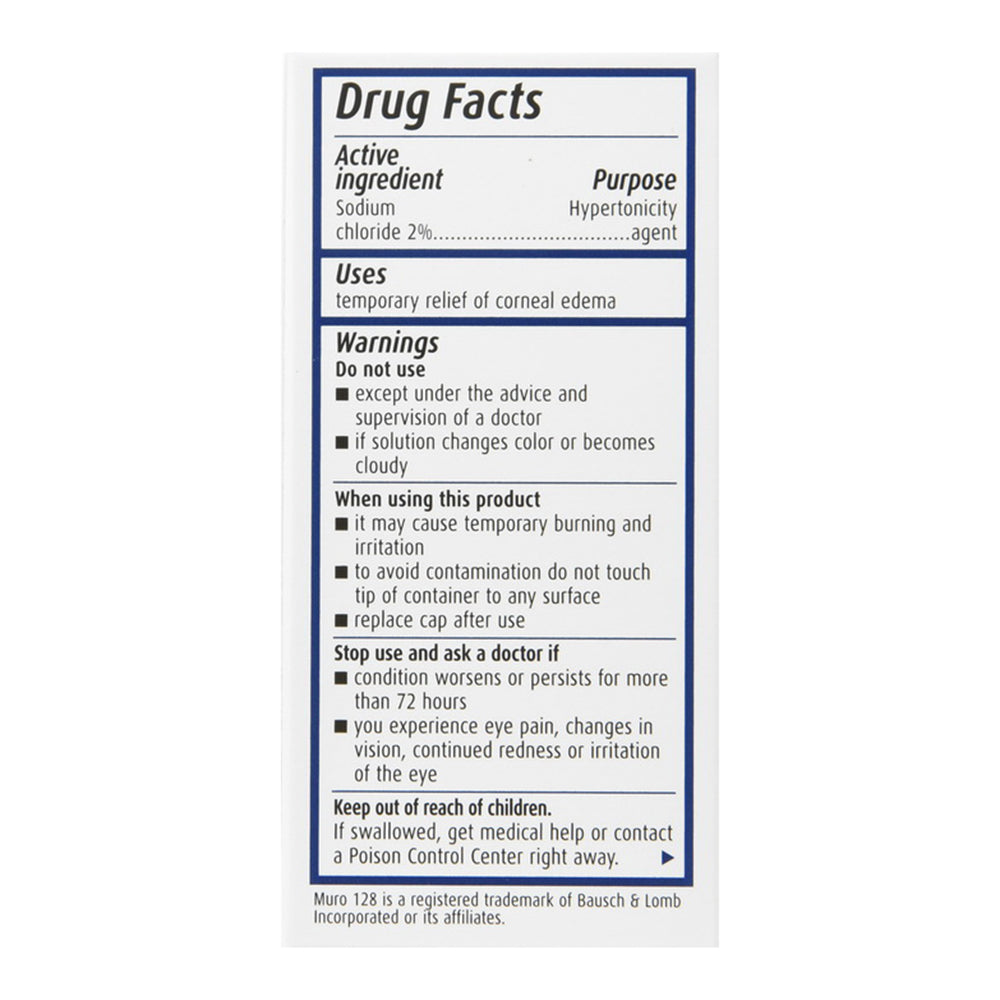 Bausch Plus Lomb Muro 128 Sterile Ophthalmic 2% Eye Solution - 0.5 Fl Oz