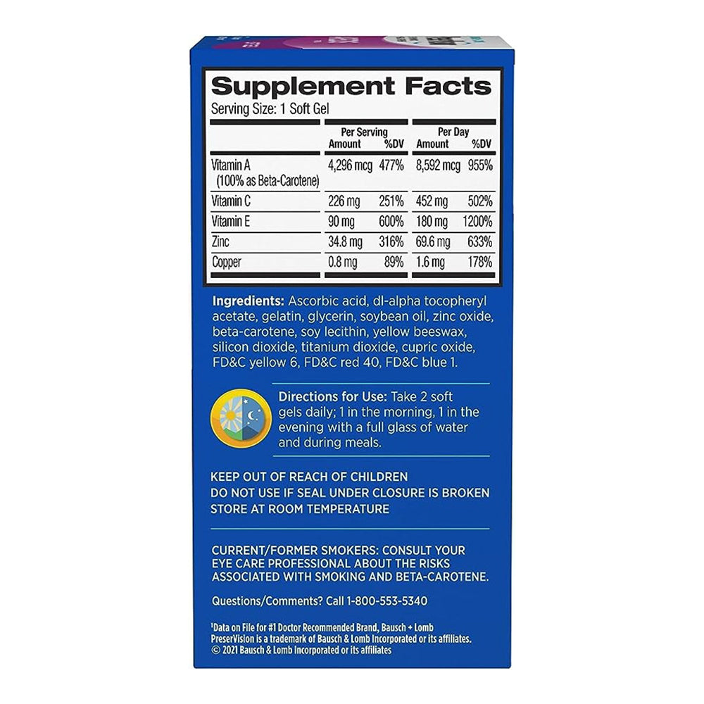 Bausch And Lomb Preservision Eye Vitamin And Mineral Supplement Softgels - 120 Ea