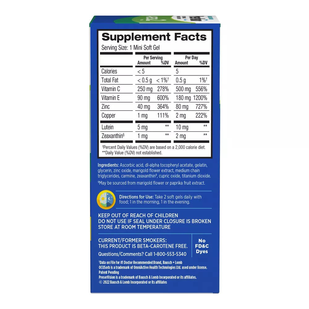 Bausch & Lomb Preservision Eye Vitamin & Mineral Supplement Capsules - 100 Ea