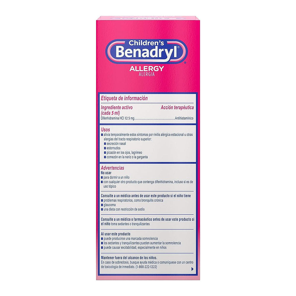 Benadryl Childrens Allergy Relief Elixir, Cherry Flavored - 4 Oz