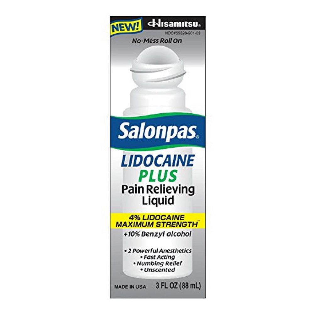 Salonpas Lidocaine Plus Pain Relieving Liquid Roll On - 3 Oz