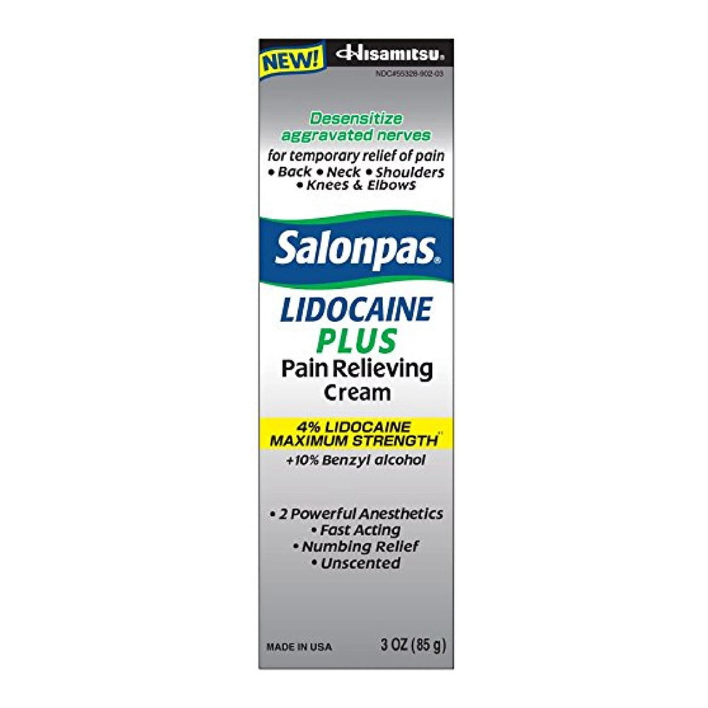 Salonpas Lidocaine Plus Pain Relieving Cream - 3 Ounce Tube