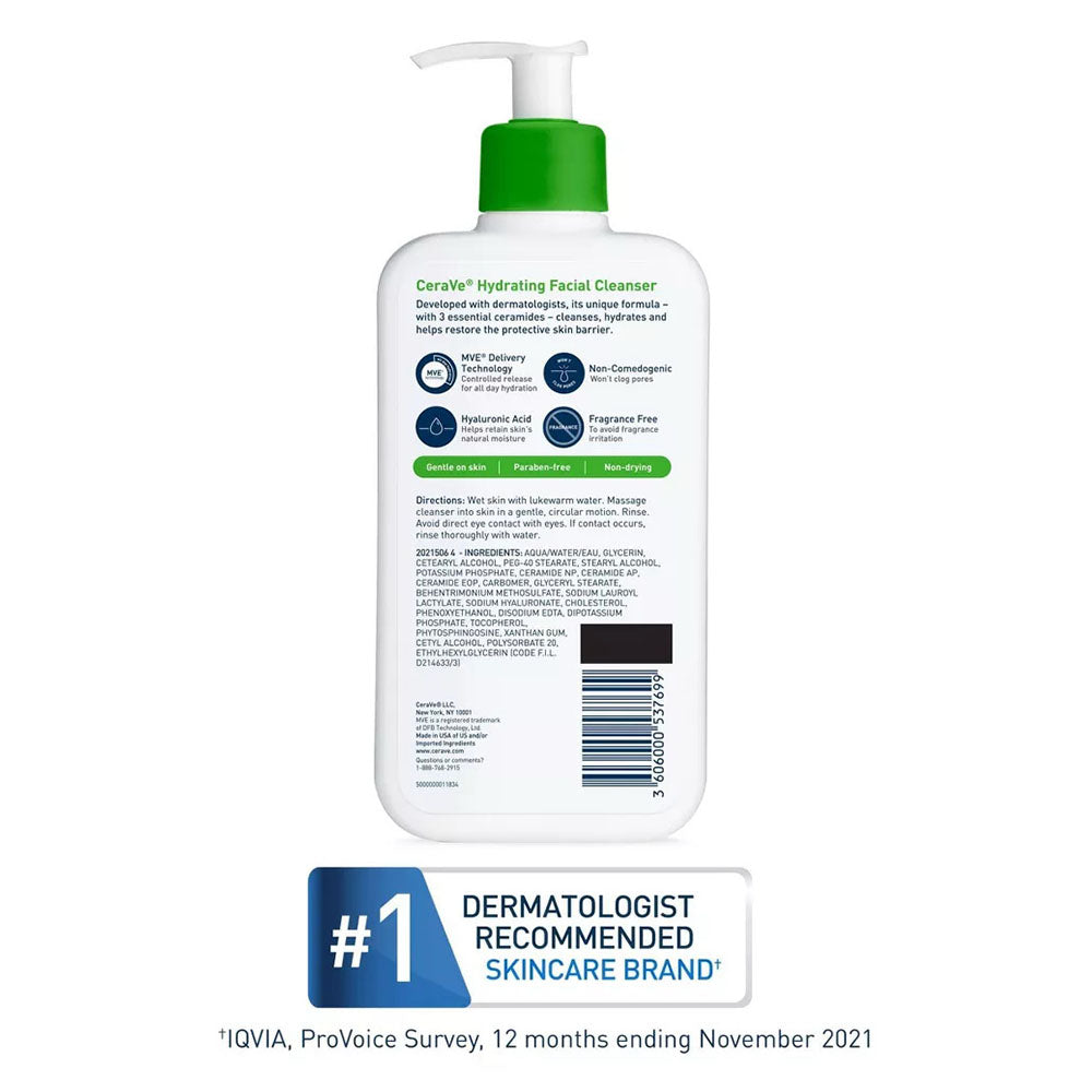 Cerave Hydrating Facial Cleanser Moisturizing Non-Foaming Face Wash - 16 fl oz