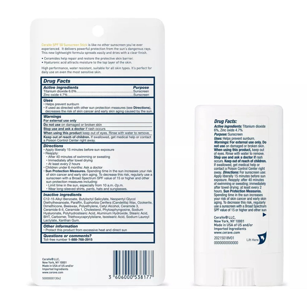 Cerave Sunscreen Stick Spf-50 - 0.47 oz