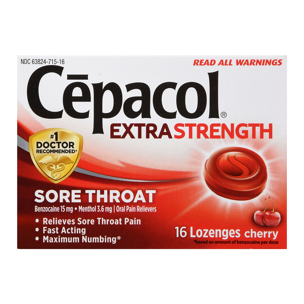 Cepacol Extra Strength Sore Throat Relief Cherry Lozenges - 16 Ea