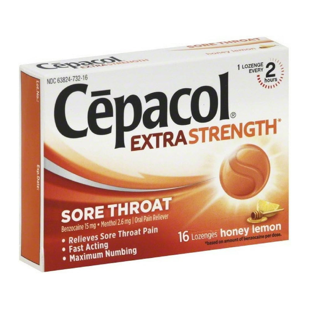 Cepacol Maximum Strength Sore Throat Relief Honey Lemon Lozenges - 16 Ea