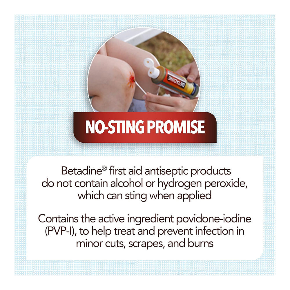 Betadine First Aid Solution 8 Ounces Povidone Iodine Antiseptic With No-Sting Promise