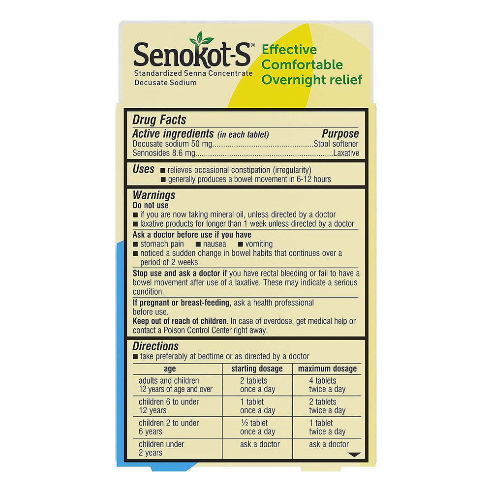 Senokot-S Dual Action Natural Vegetable Laxative 10 Ct