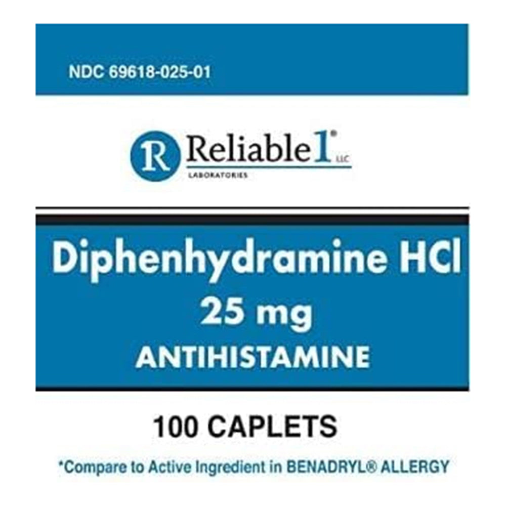 Reliable 1 Diphenhydramine Hci 25Mg Antihistamine - 100 Ea