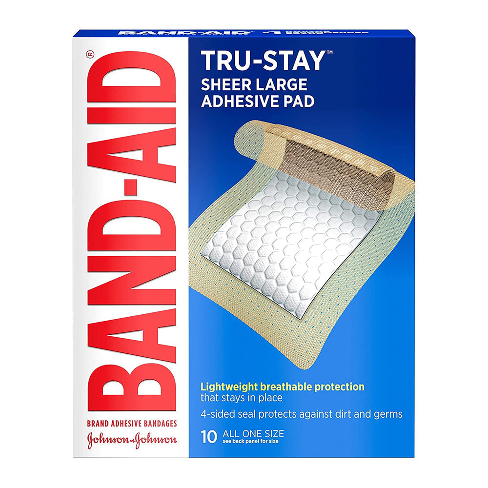 Johnson And Johnson Band-Aid Adhesive Pads, Adhesive Bandages Large - 10 Ea