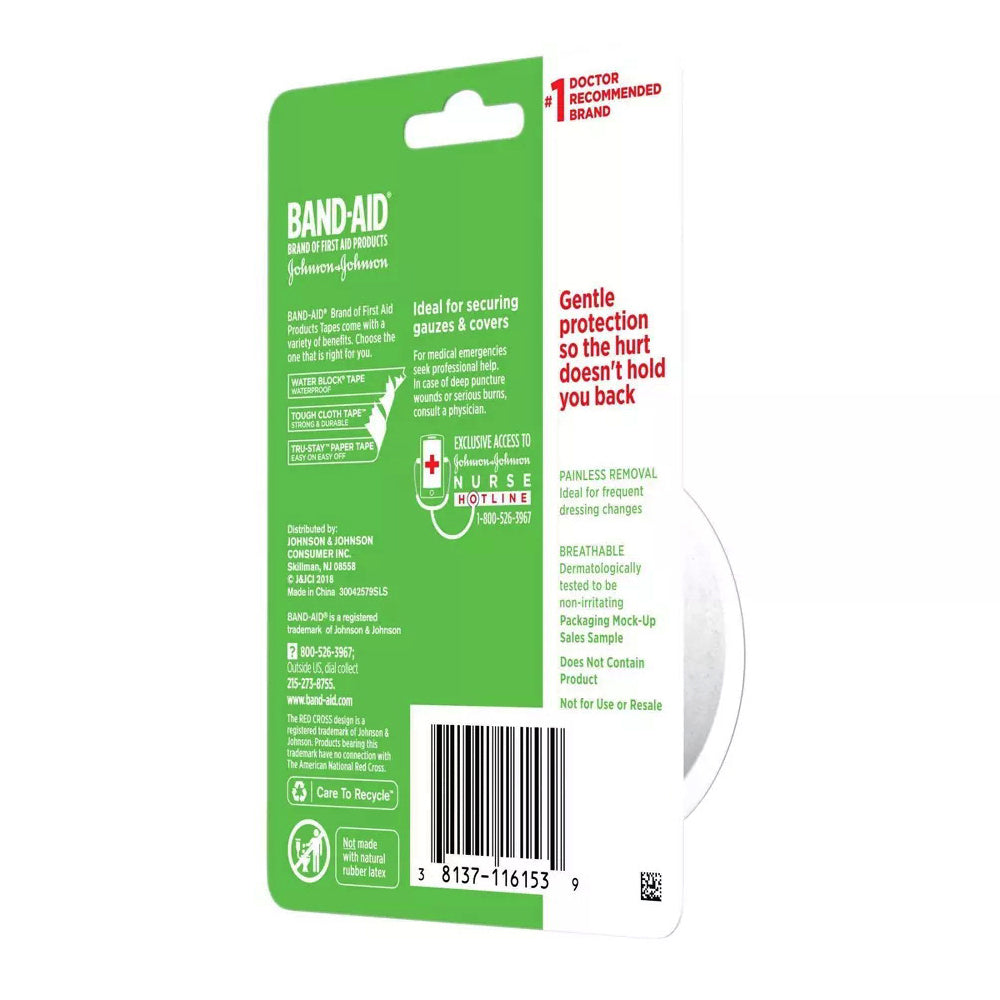 Band-Aid Brand First Aid Hurt-Free Medical Adhesive Paper Tape For Wound Dressings, 1 In By 10 Yd