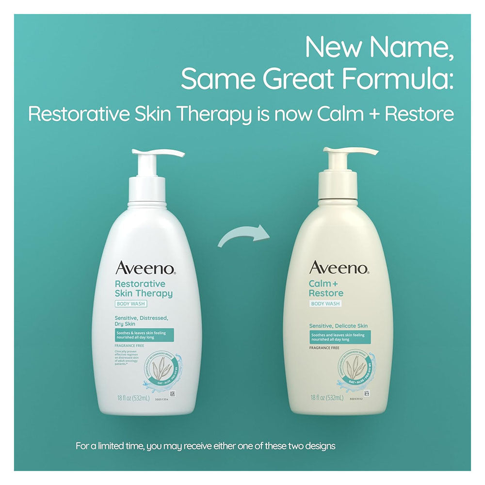 Aveeno Calm + Restore Daily Body Wash For Sensitive, 18 Fl Oz