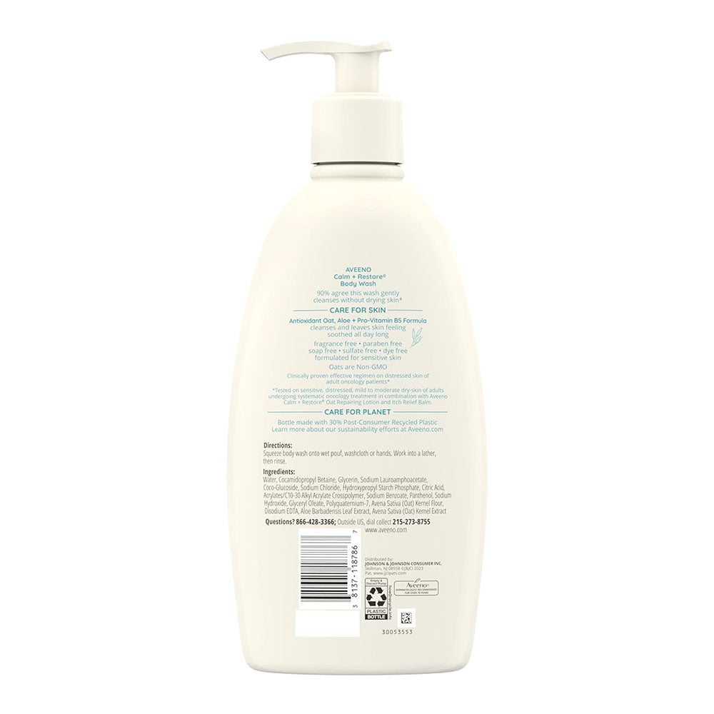 Aveeno Calm + Restore Daily Body Wash For Sensitive, 18 Fl Oz