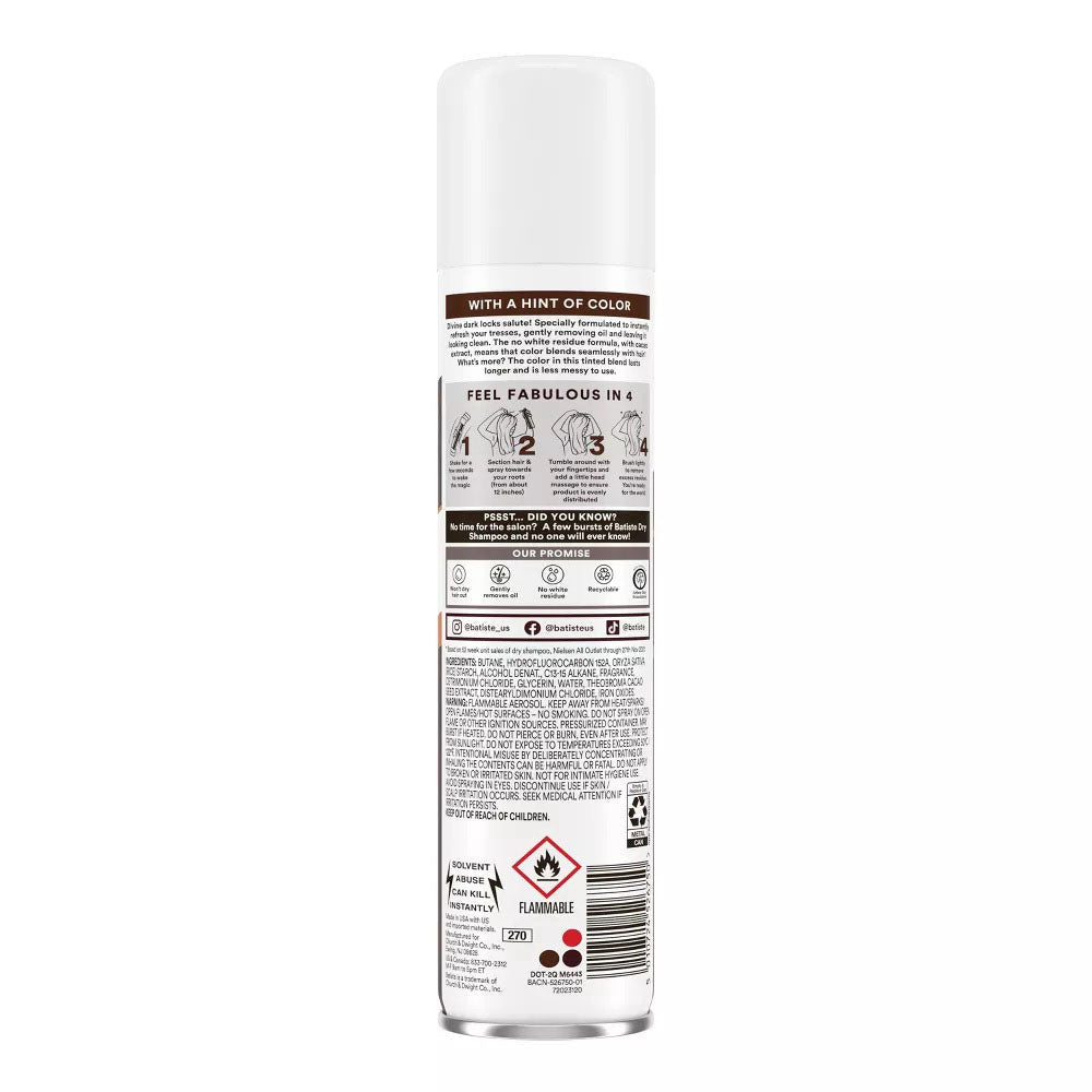 Batiste Dark Brown Dry Shampoo 3.81Oz