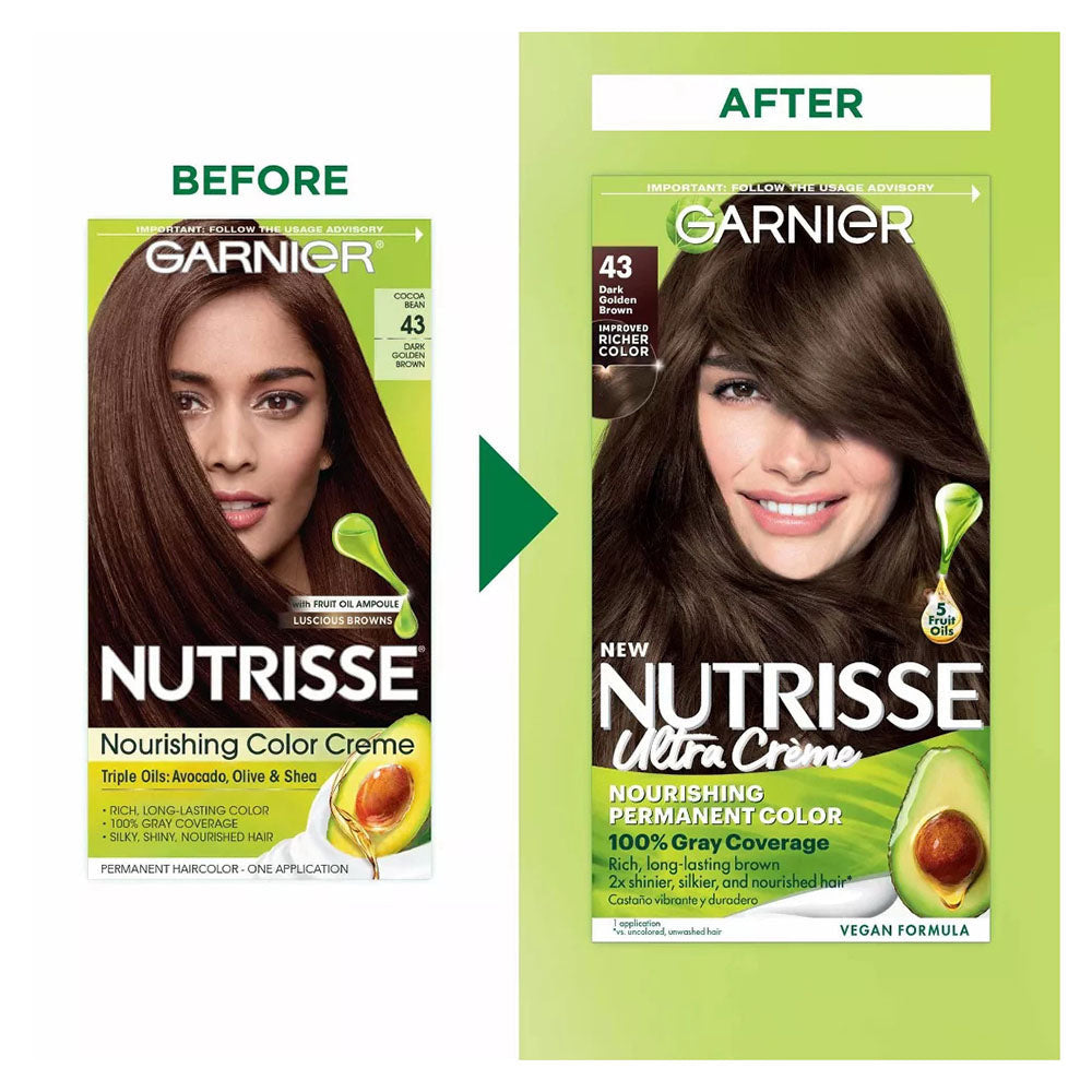 Garnier Hair Color Nutrisse Nourishing Creme, 43 Dark Golden Brown 1Ct