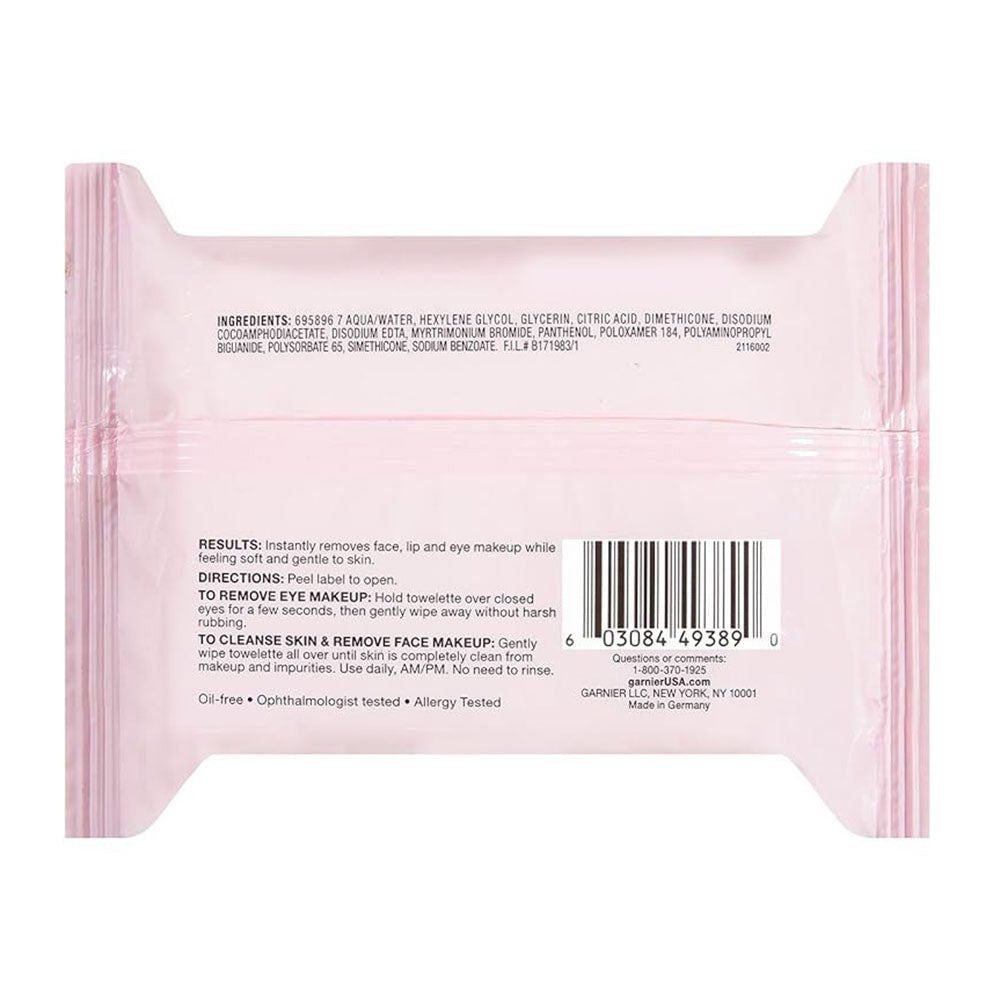 Garnier Micellar Facial Cleanser & Makeup Remover Wipes, 25 Wipes
