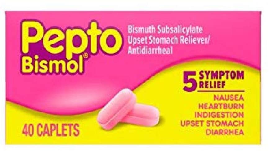 Pepto Bismol 5 Symptom Stomach Relief Caplets, 40 Ct