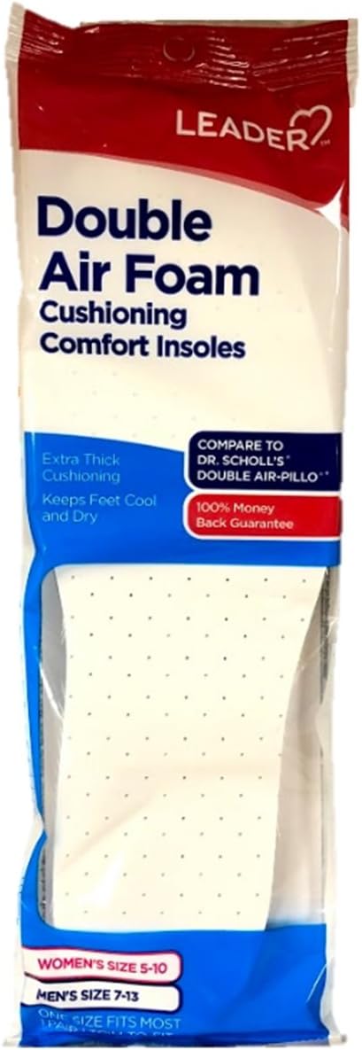 Leader Double Air Foam Insoles, Unisex - 1 Pair