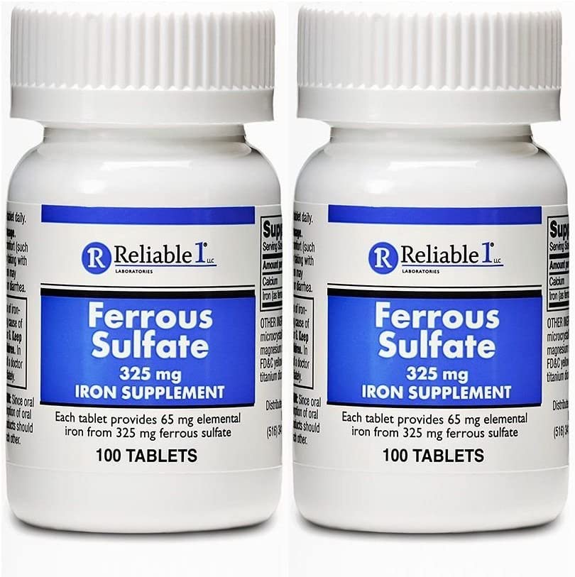 Reliable-1 Laboratories Ferrous Sulfate 325 Mg, Iron Supplement - 100 Ea