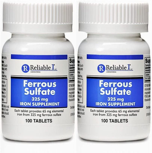 Reliable-1 Laboratories Ferrous Sulfate 325 Mg, Iron Supplement - 100 Ea