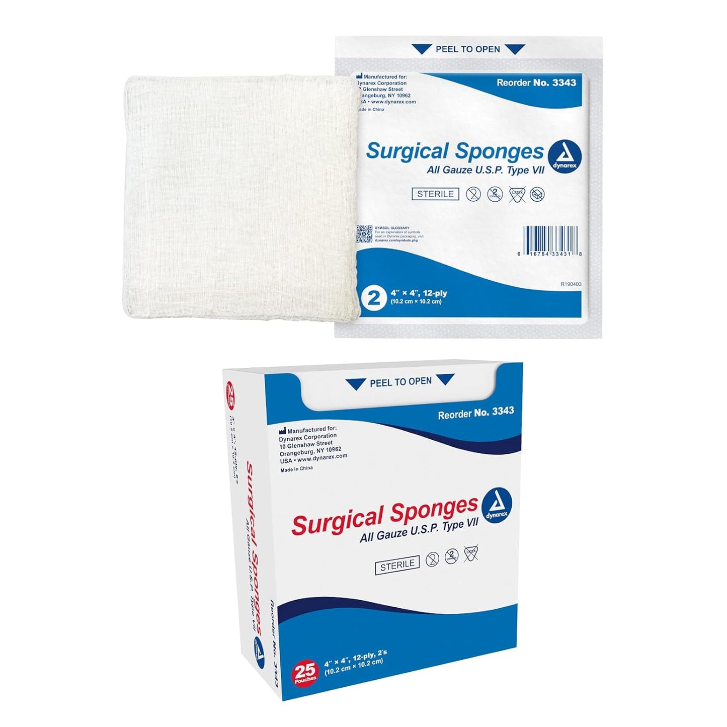 Standard Gauze Sponges Sterile - 4 In X 4 In - 12 Ply - 2S, 25 Ea
