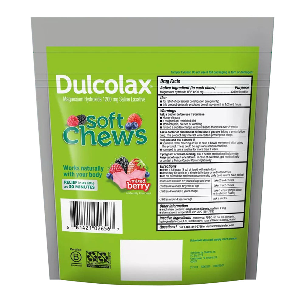 Dulcolax Soft Chews Saline Laxative Mixed Berry (60Ct) 1200Mg