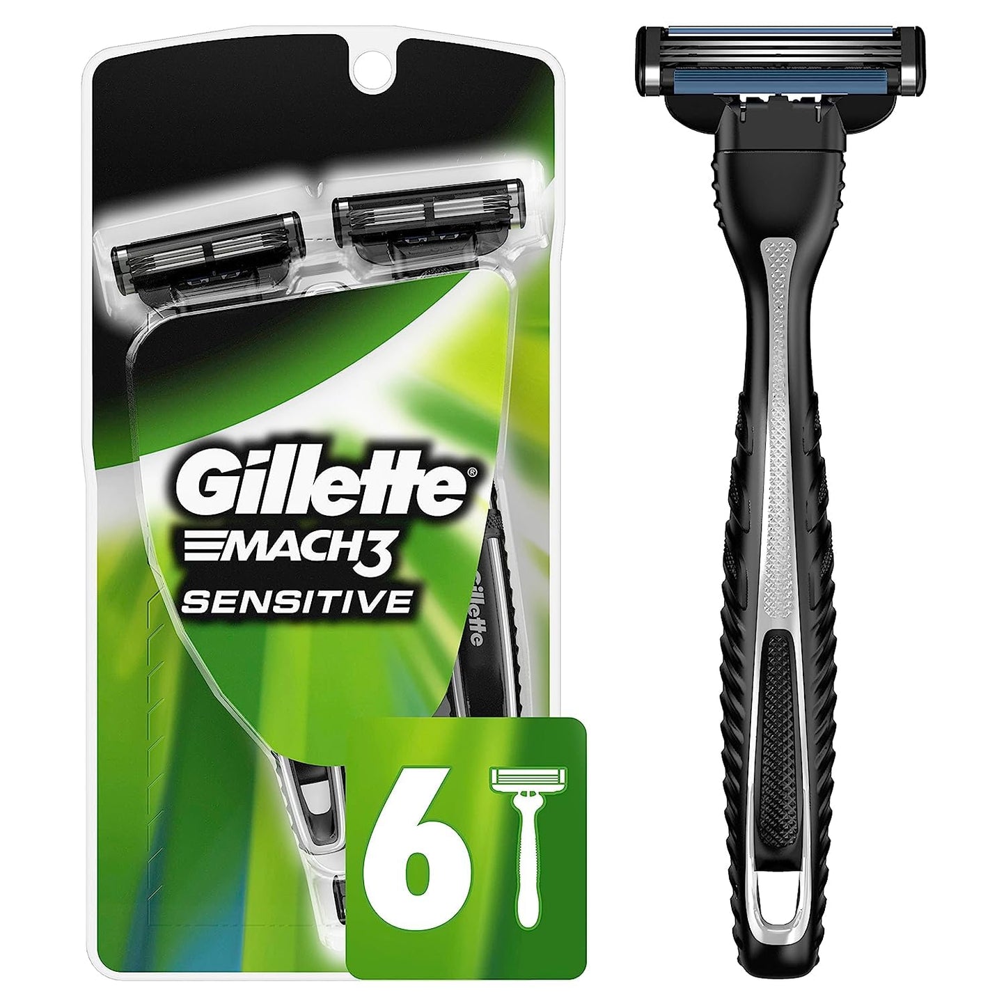 Gillette Mach3 Disposable Razors for Men, 6 Count
