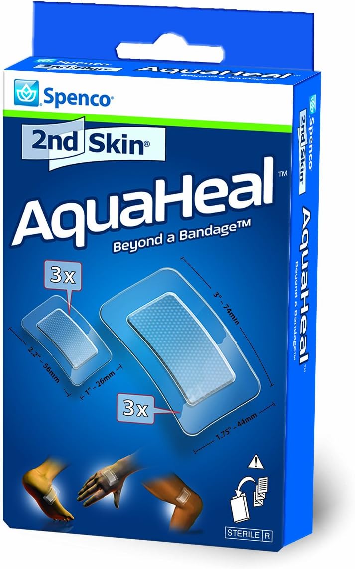 Spenco 2nd Skin Aquaheal Hydrogel Bandages, Medical Mixed Size 6-Count