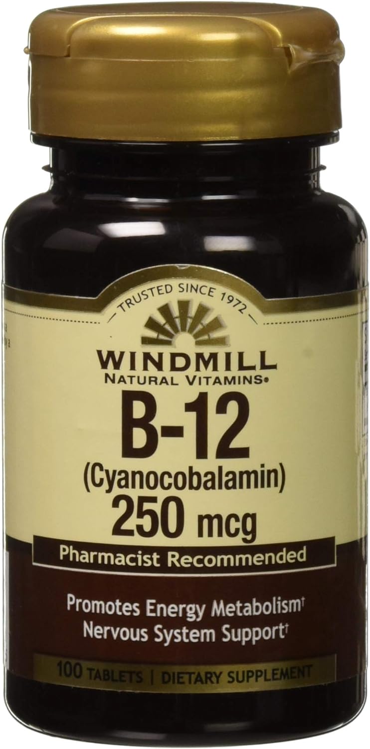 Windmill Natural Vitamin B-12 Promote Energy Supplement 250mcg 100 Count