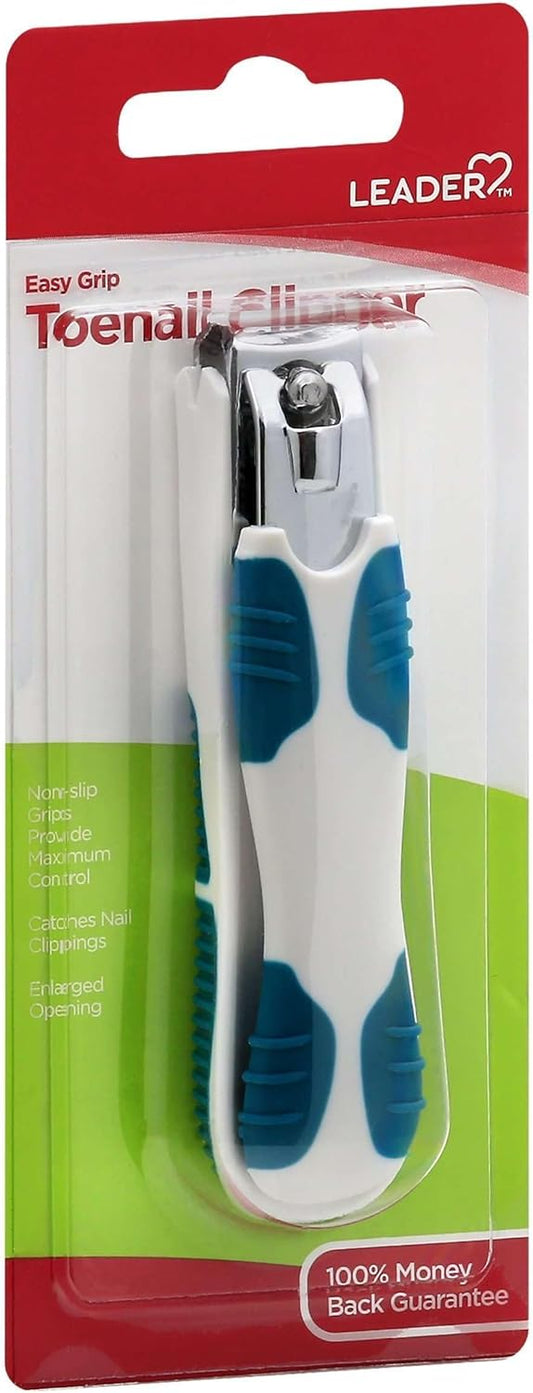 Leader Toenail Clipper for Adults Easy Grip Nail Clipper White & Blue - 1ct