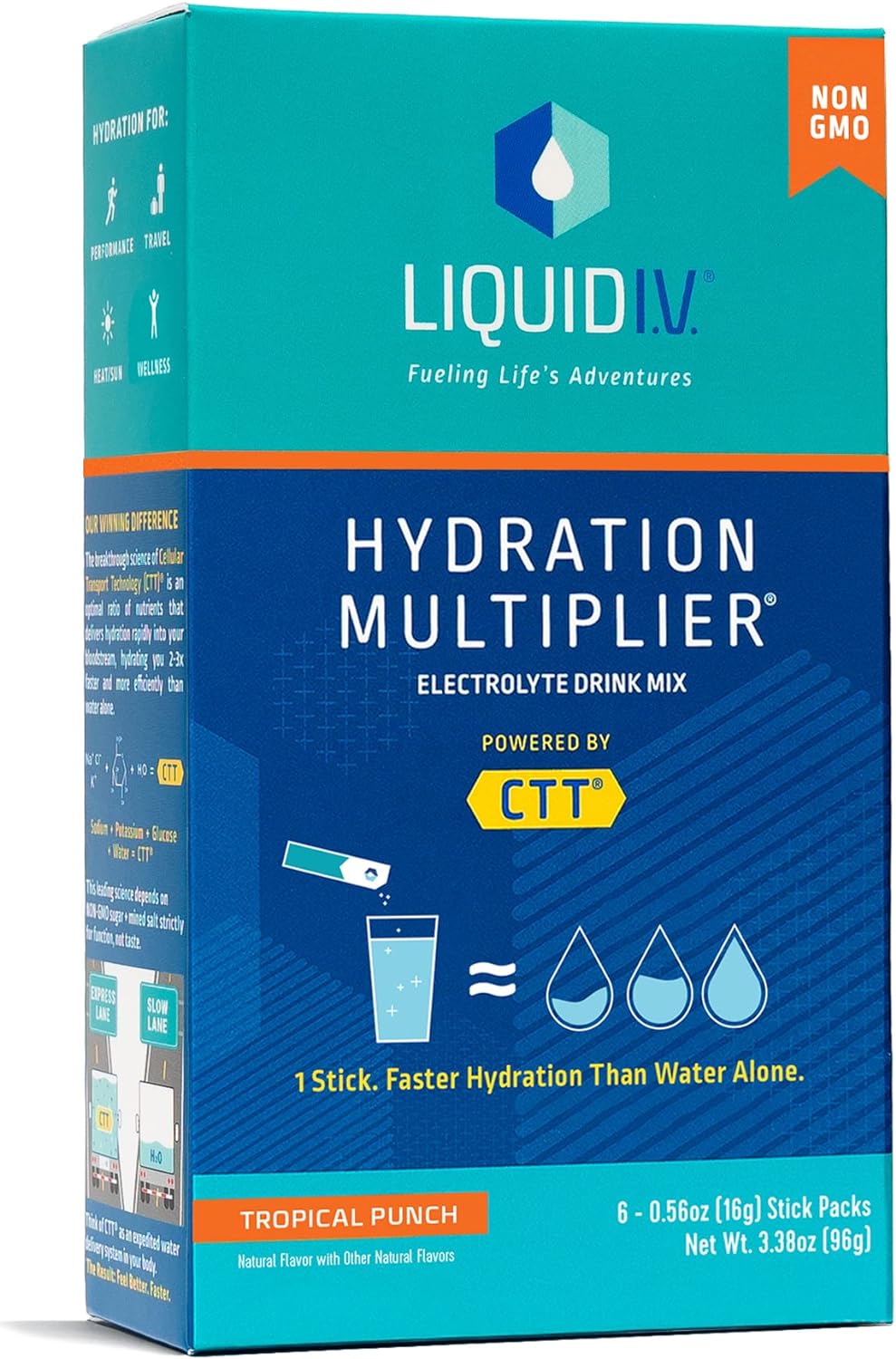 Liquid I.V, Hydration Multiplier Drink Mix Tropical Punch, 6 Count