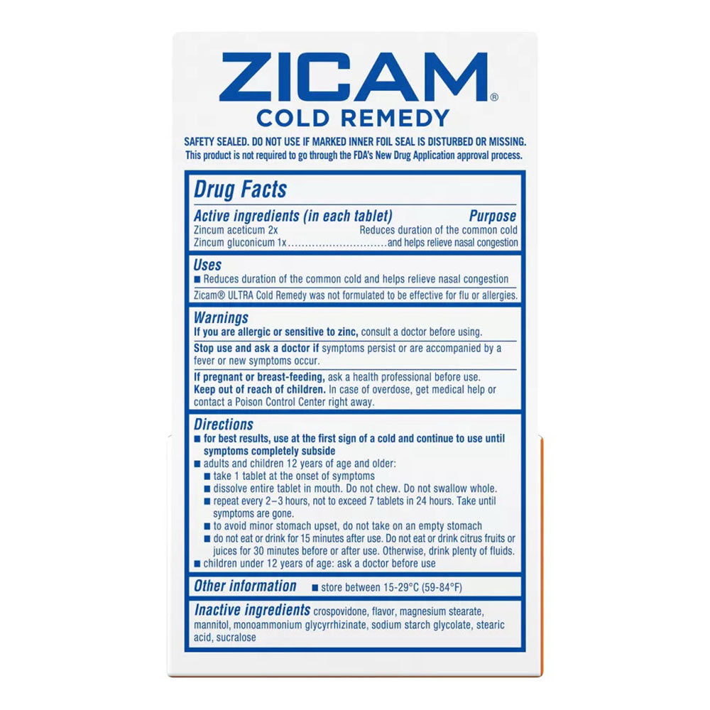 Zicam Ultra Cold Remedy Rapidmelts, Orange Cream - 18 Ct