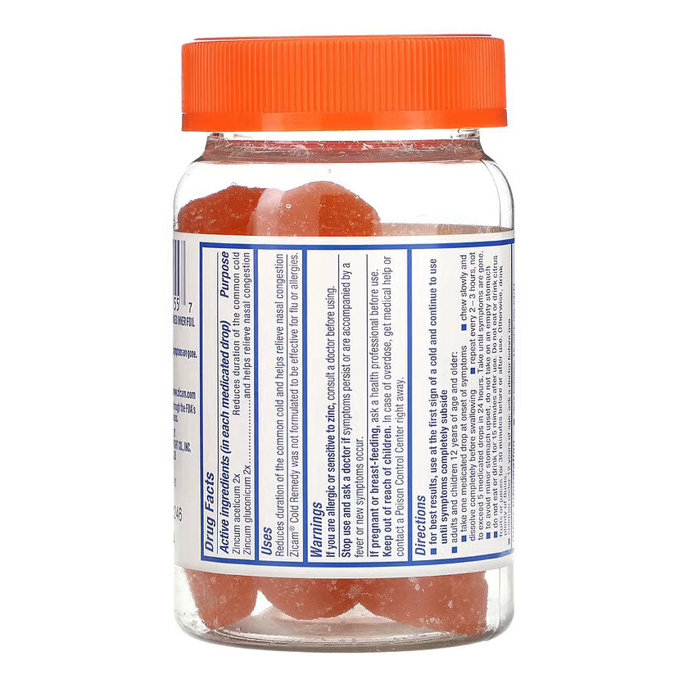 Zicam Cold Remedy Zinc Medicated Fruit Drops, Ultimate Orange, 25 Count (Pack Of 1)
