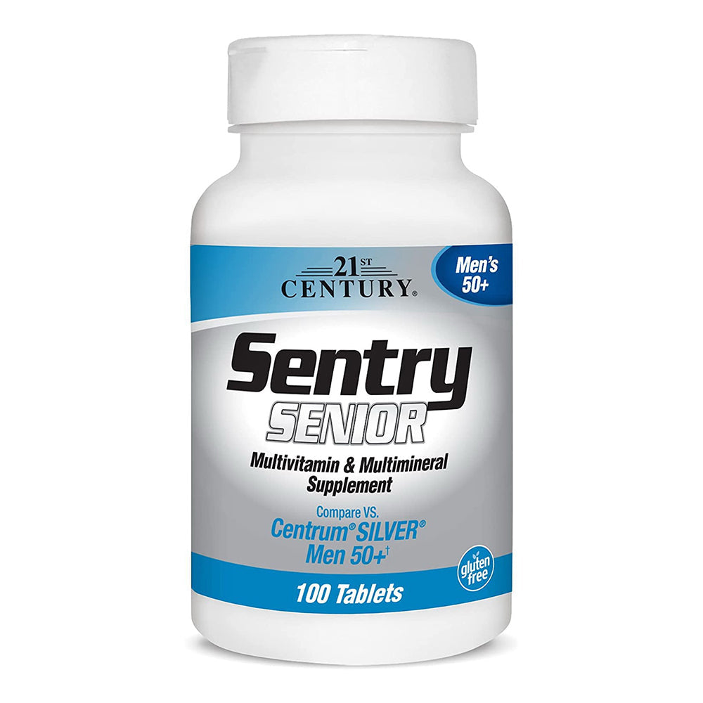 21St Century Sentry Senior Men 50Plus Tablets, White Unscented 100 Count
