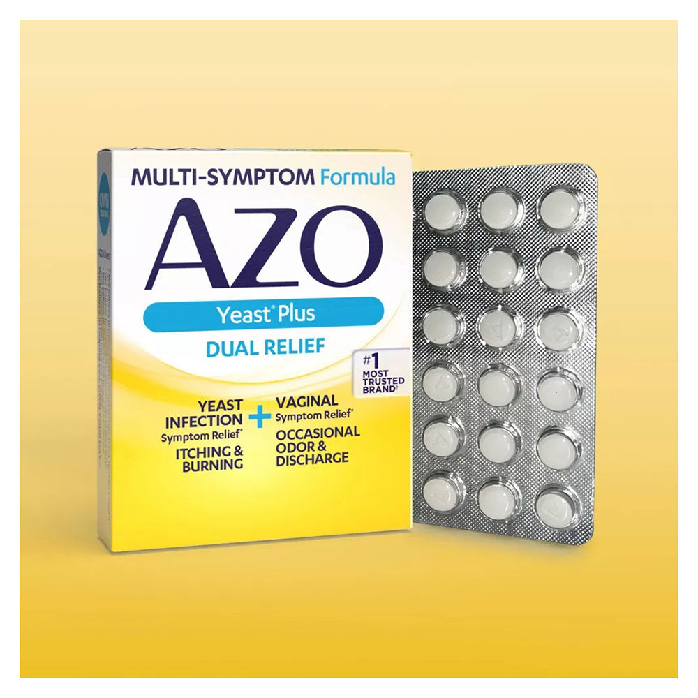 Azo Yeast Plus - Yeast Infection Symptom Relief - 60 Tablets