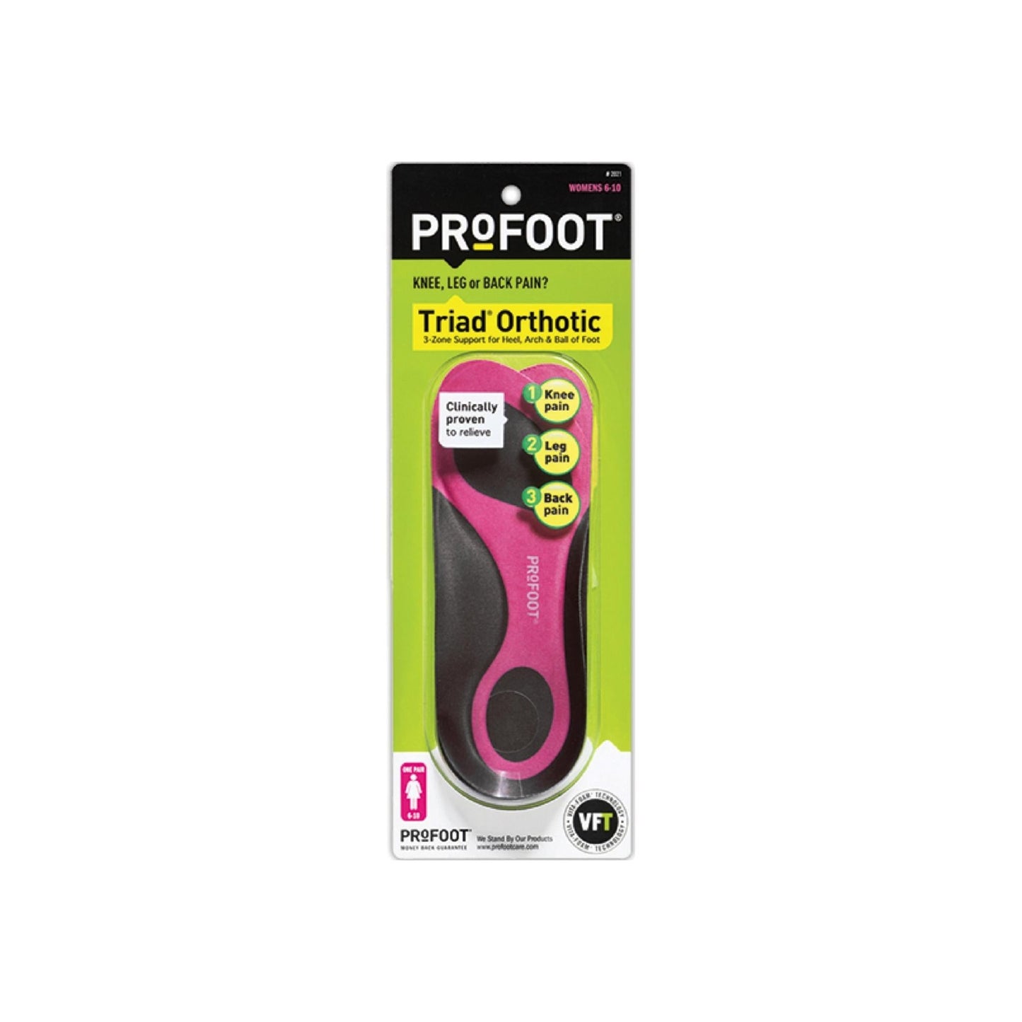 Profoot Triad Orthotic Women'S 6-10 One Pair