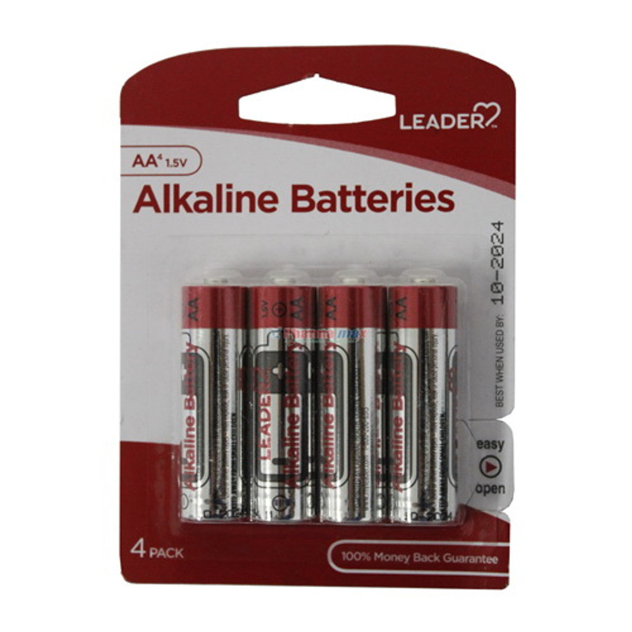 Leader Alkaline 1.5V Batteries AA - 4 Ea