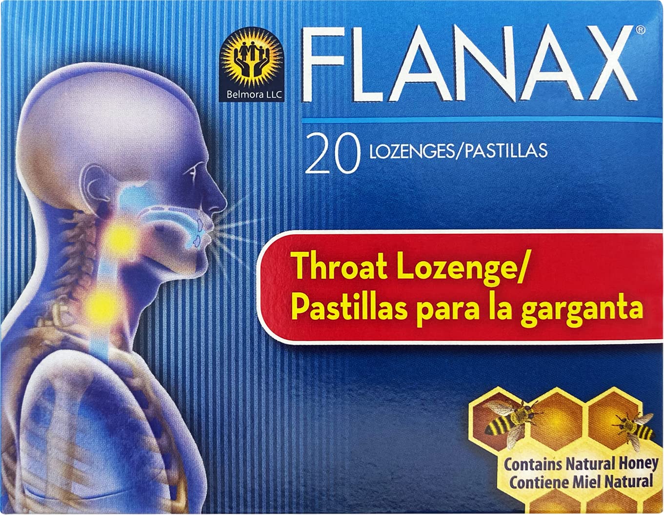 Flanax Cough Relief Lozenges, Pain reliever Tablets for Cough and Sore Throat Relief, 20 Count