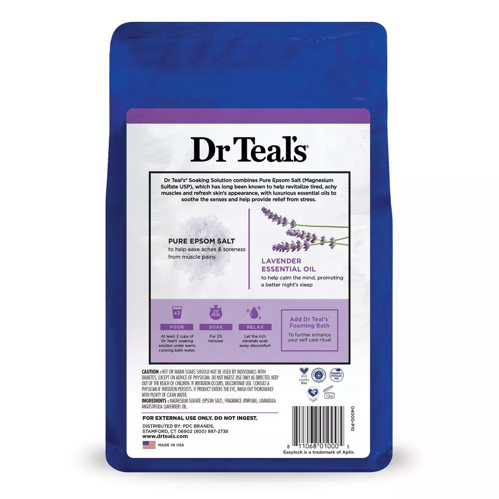 Dr Teal'S Pure Epsom Salt Soaking Solution, Soothe & Sleep With Lavender 48 Oz