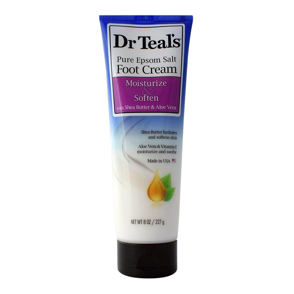 Dr Teal'S Pure Epsom Salt Foot Cream, Moisturize & Soften With Shea Butter & Aloe Vera 8 Oz