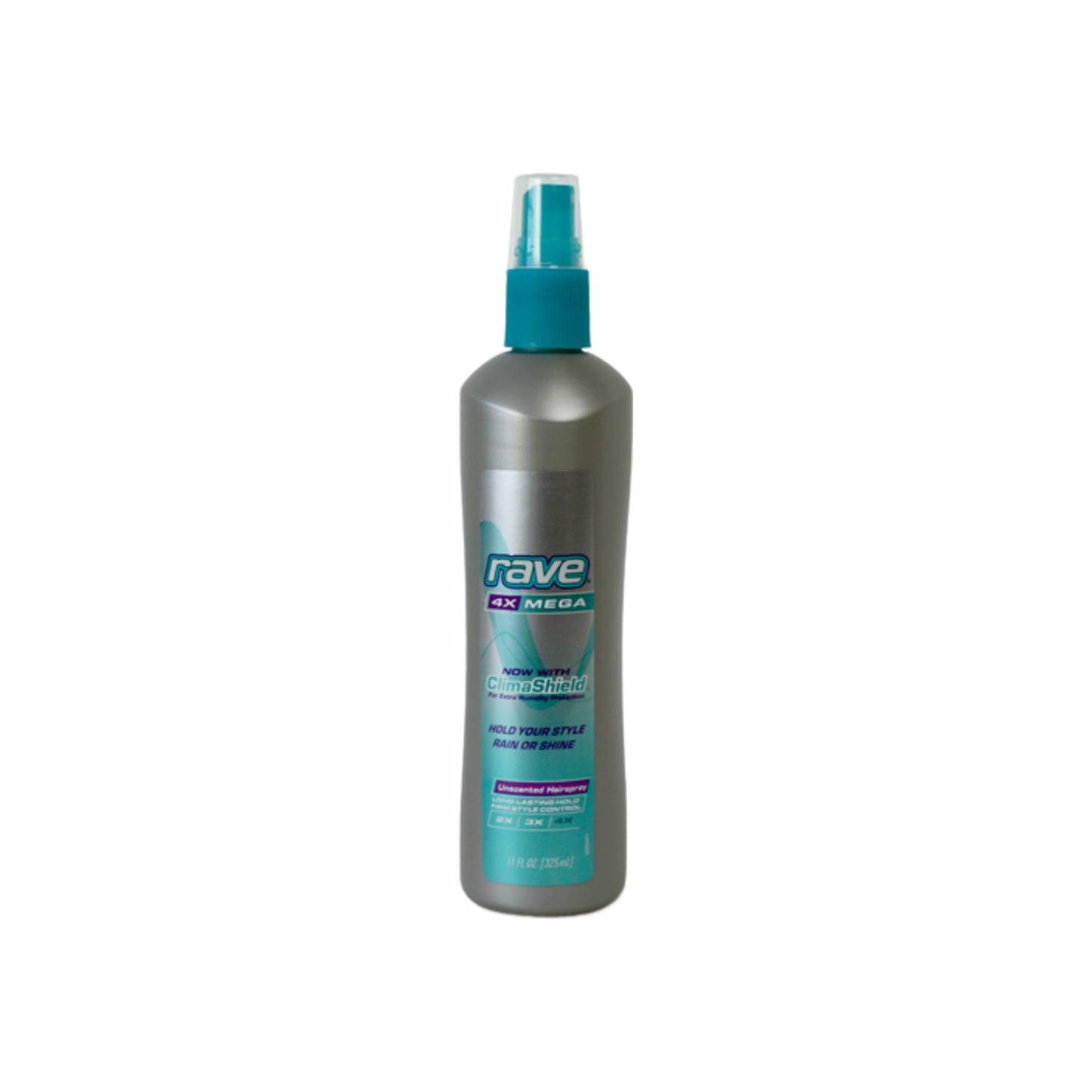 Rave 4X Mega Hairspray With Clima Shield, Unscented 11 Oz