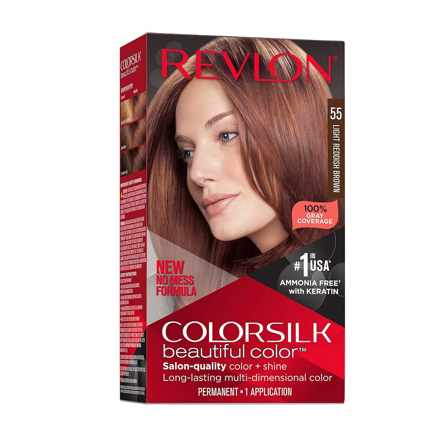 Revlon Colorsilk Beautiful Color Permanent Hair Color, Reddish Brown - 4.4 Fl Oz