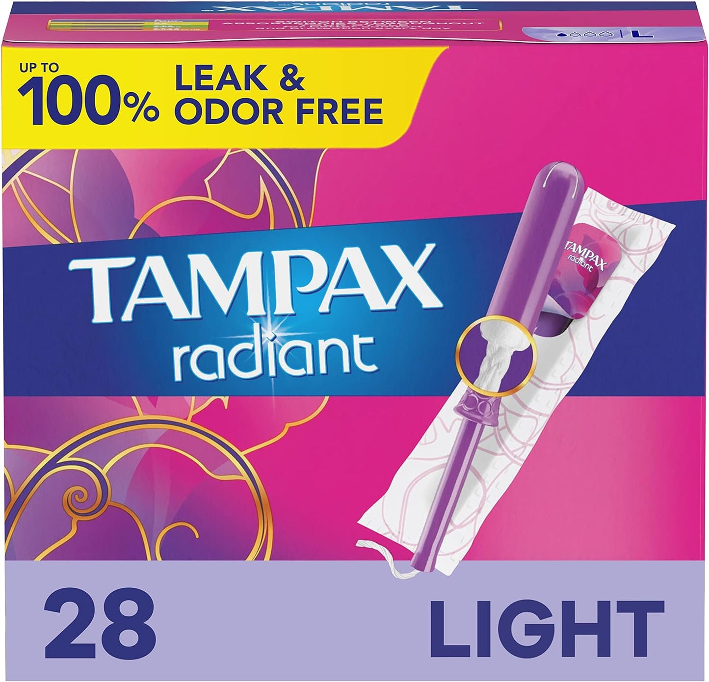 Tampax Radiant Tampons Light Absorbency 28Ct