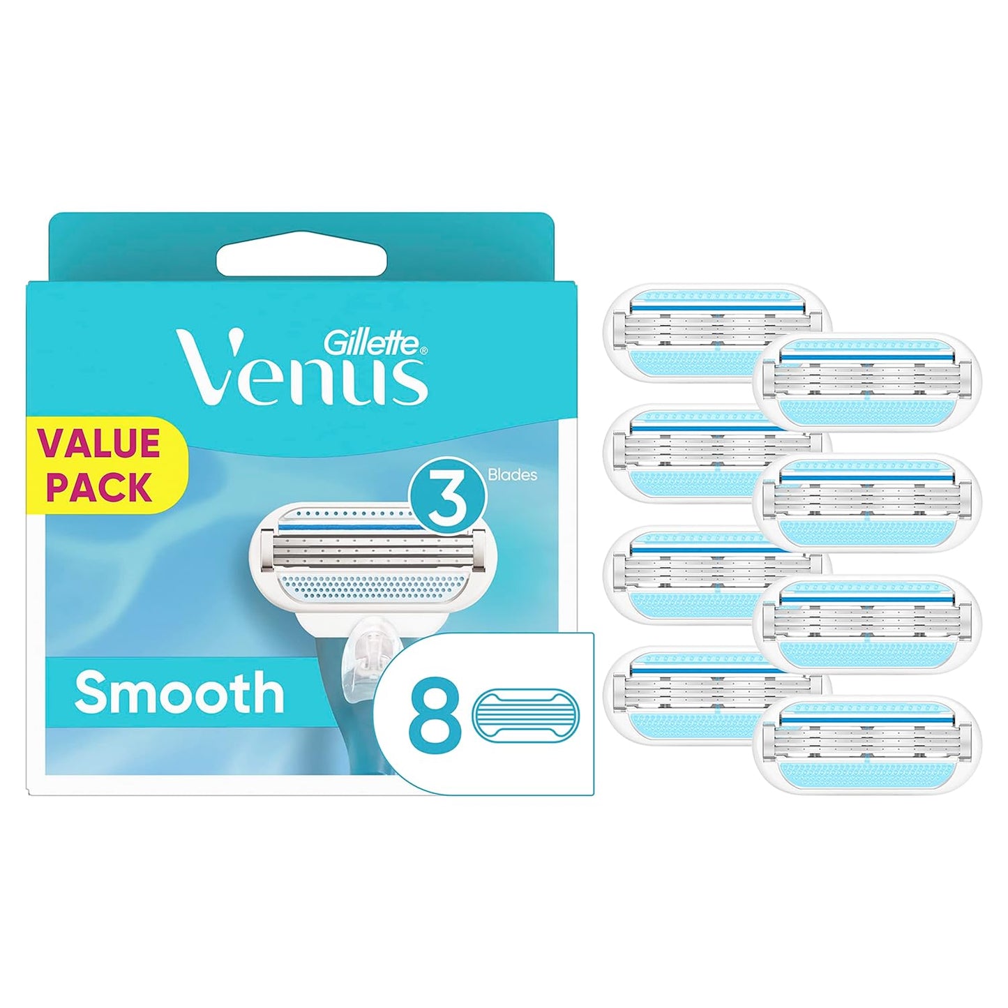Gillette Venus Smooth Womens Razor Blade Refills, 8 Count