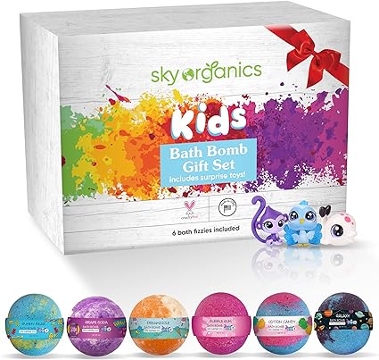 Sky Organics Kids Bath Bomb Gift Set For Body To Soak, Nourish & Enjoy, 6 Ct.