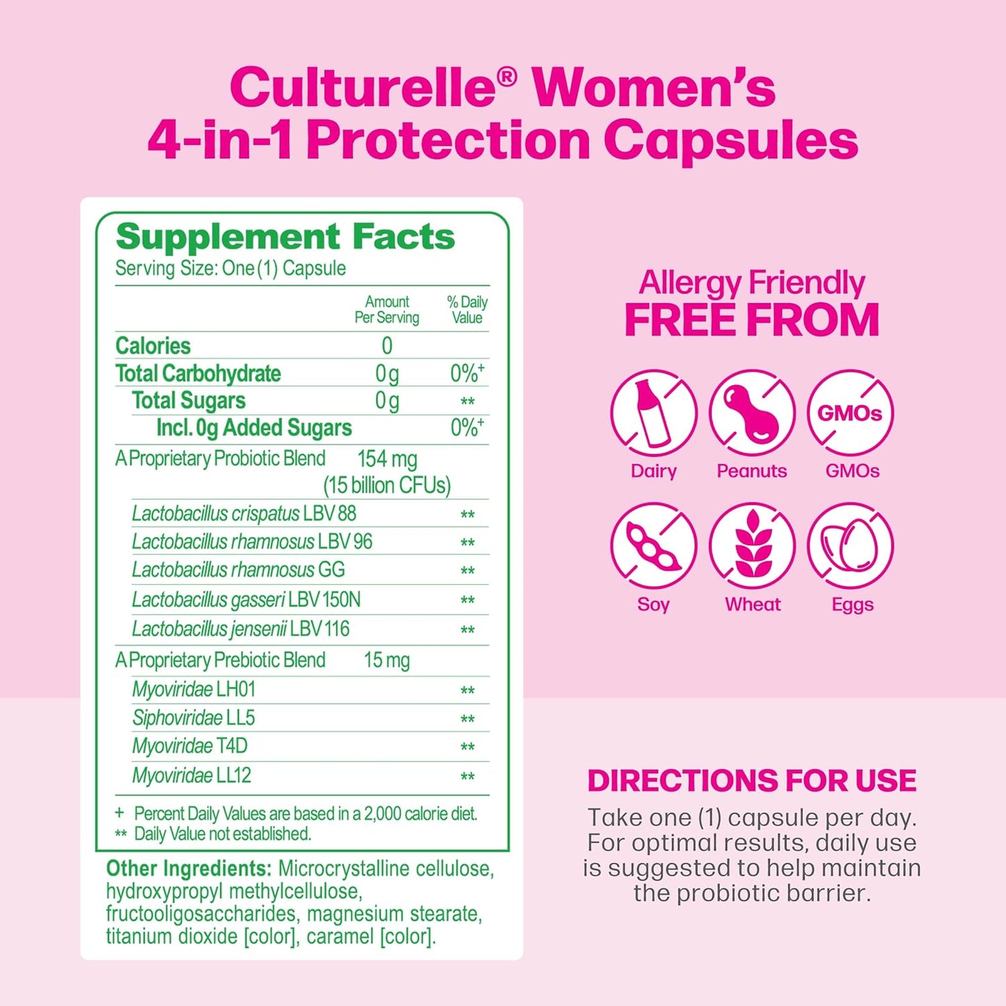Culturelle 4-in-1 Probiotics for Women, Daily Probiotic & Prebiotic Supplement 30 count
