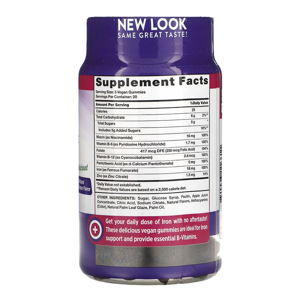 Essential Iron + B-Vitamins, Zinc, Natural Grape, 60 Vegan Gummies, Nature'S Truth
