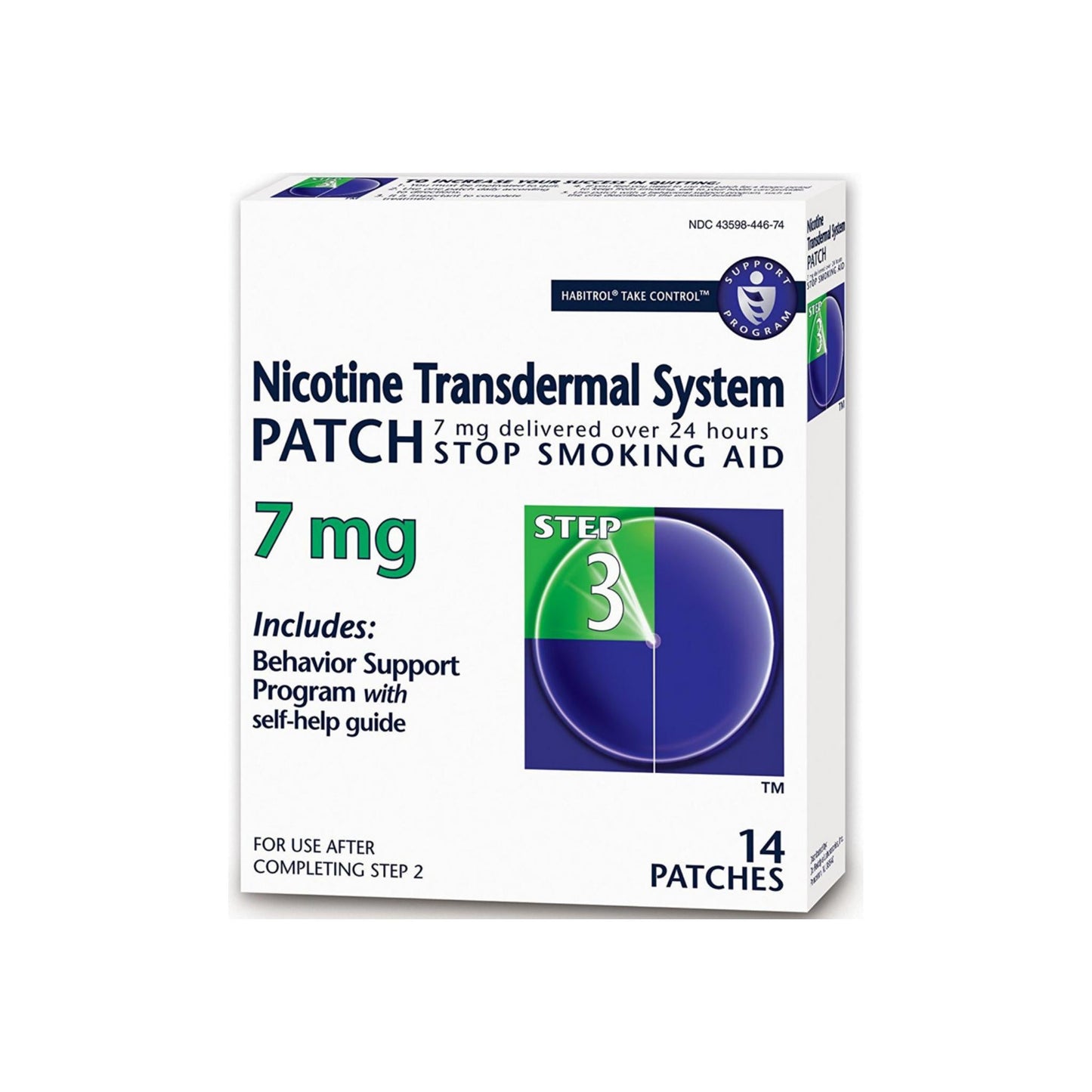 Habitrol Nicotine Transdermal System Patch 7 Mg Stop Smoking Aid, Step 3 14 Ea