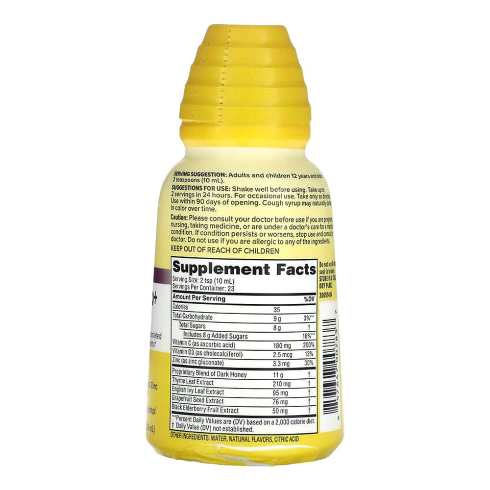 Zarbee'S Adult Daytime Cough Syrup + Immune With Honey, Real Elderberry, Vitamin C, D 8 Fl Oz