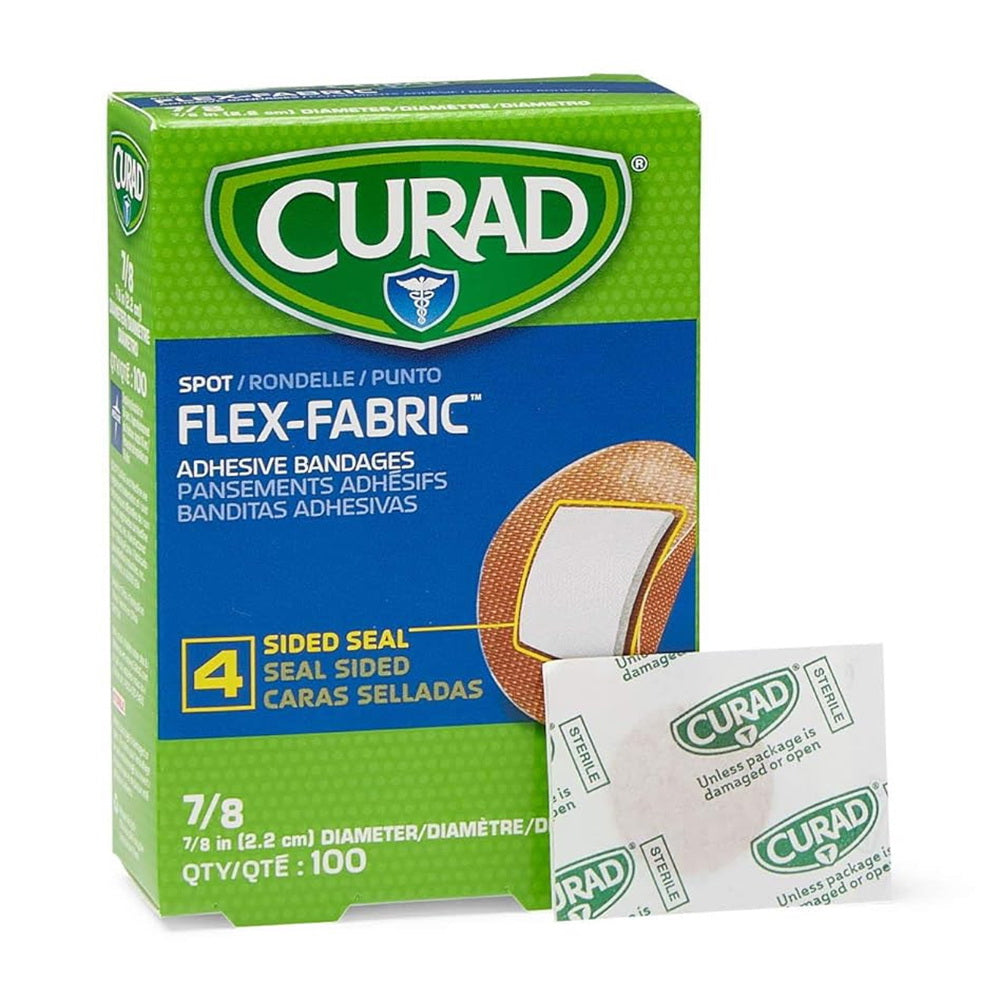 Curad Fabric Adhesive Bandages, 7/8, Spot, 100/Box